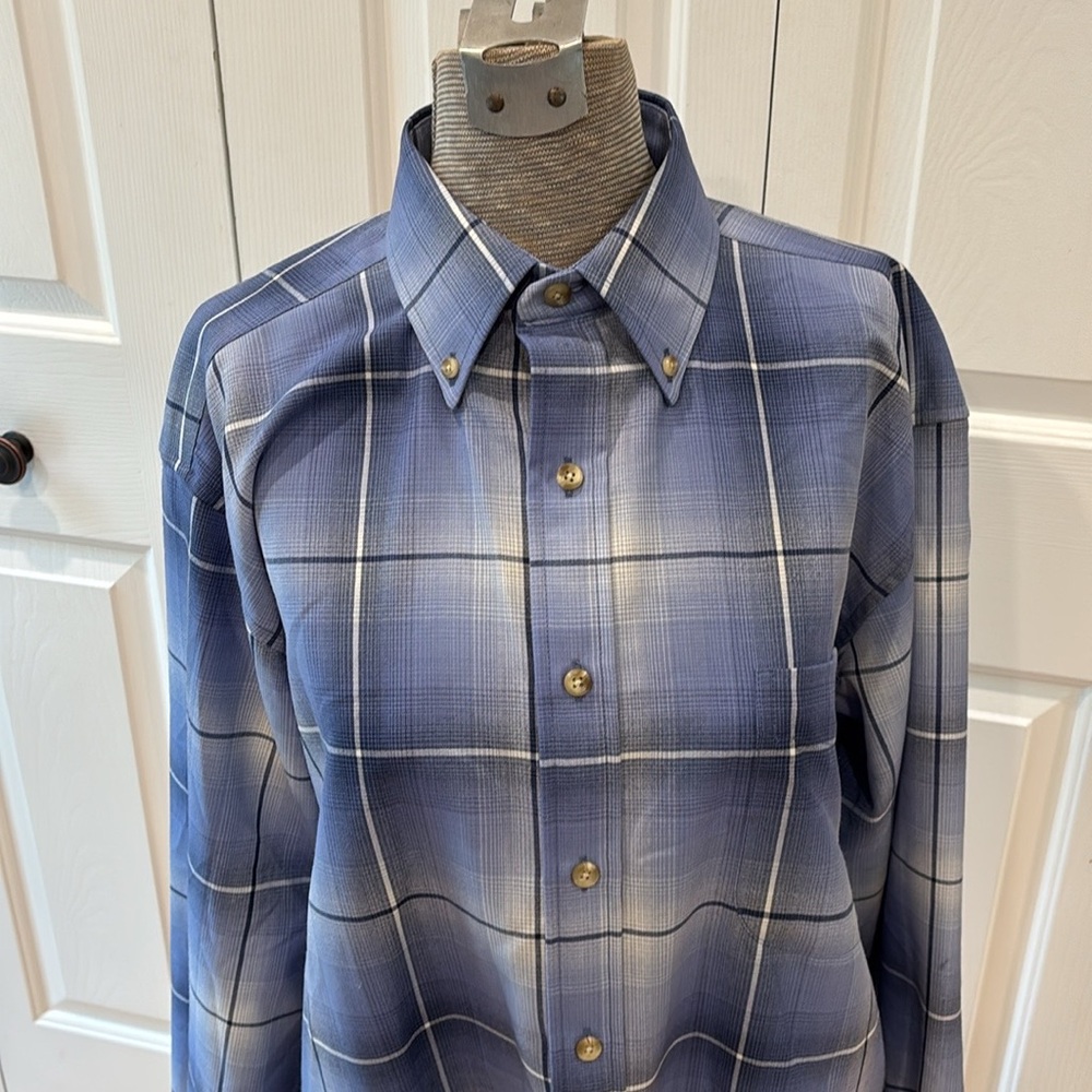 Pendleton Navy and Cream Plaid Wool Shirt